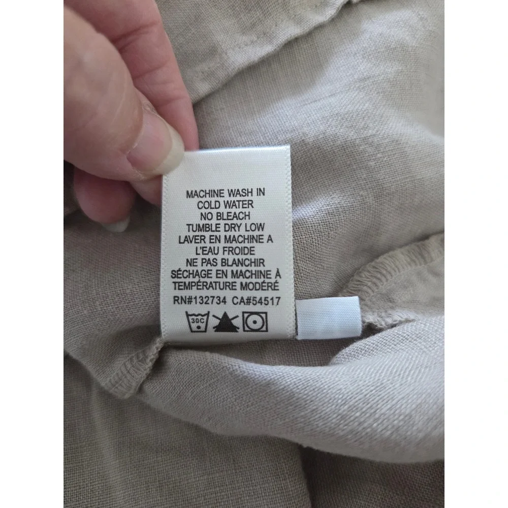 Cloth & Stone Tan 100% Linen Sleeveless Button Front & Back Top Blouse Sz M - Picture 5 of 5